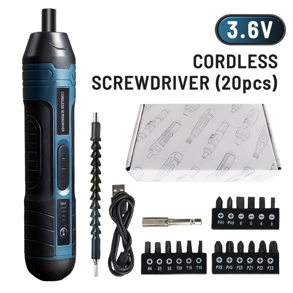 Cordless Electric Screwdriver Set LED Light 4 Gear Torque 105 Accessories