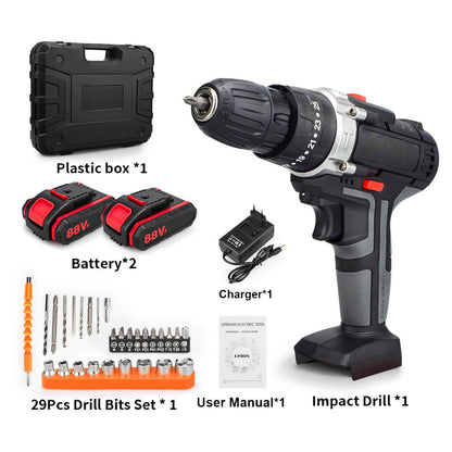 18V Cordless Drill Electric Impact Drill Rechargeable Electric Screwdriver