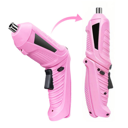 Pink Cordless Screwdriver Set with Rechargeable Battery and Charger