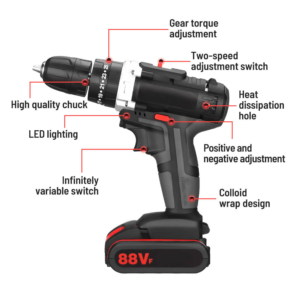 18V Cordless Drill Electric Impact Drill Rechargeable Electric Screwdriver