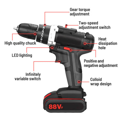 18V Cordless Drill Electric Impact Drill Rechargeable Electric Screwdriver